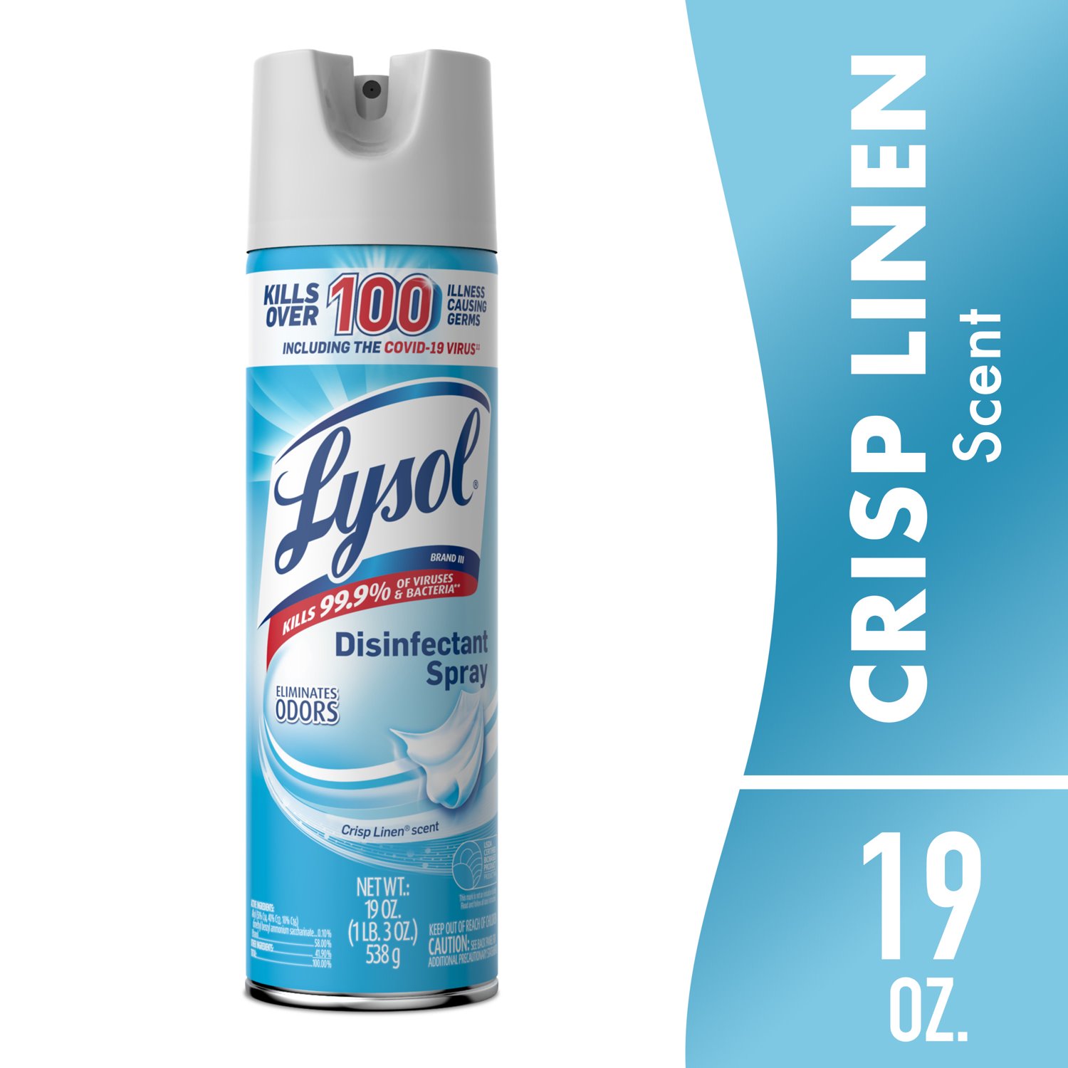 Lysol Disinfectant Spray, Crisp Linen Scent, 19 oz Aerosol Can